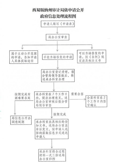 西雙版納州審計(jì)局依申請公開政府信息處理流程圖及其信息系統(tǒng)集成服務(wù)